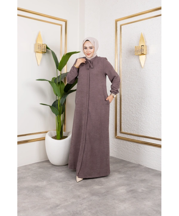 Şönil Kumaş Kışlık Comfort Ferace / Somon - F0501