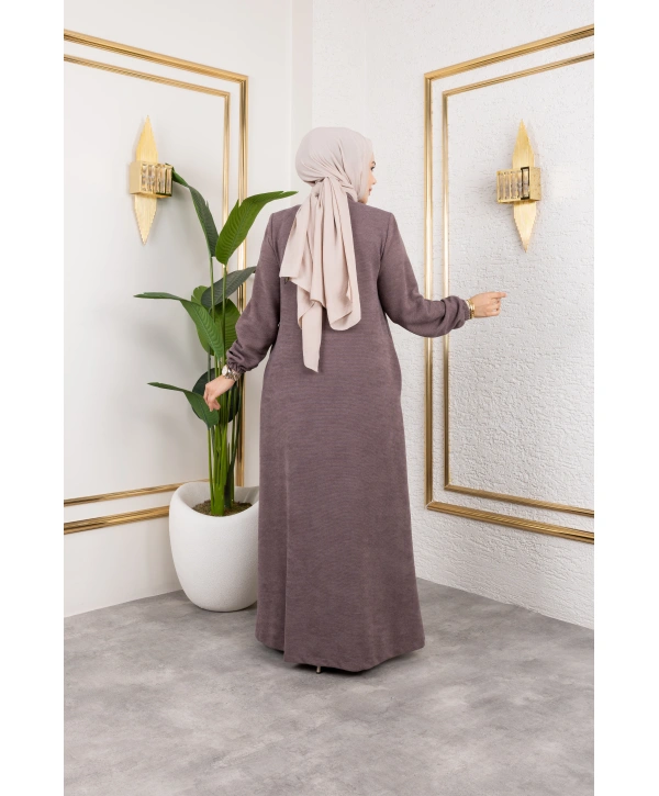 Şönil Kumaş Kışlık Comfort Ferace / Somon - F0501