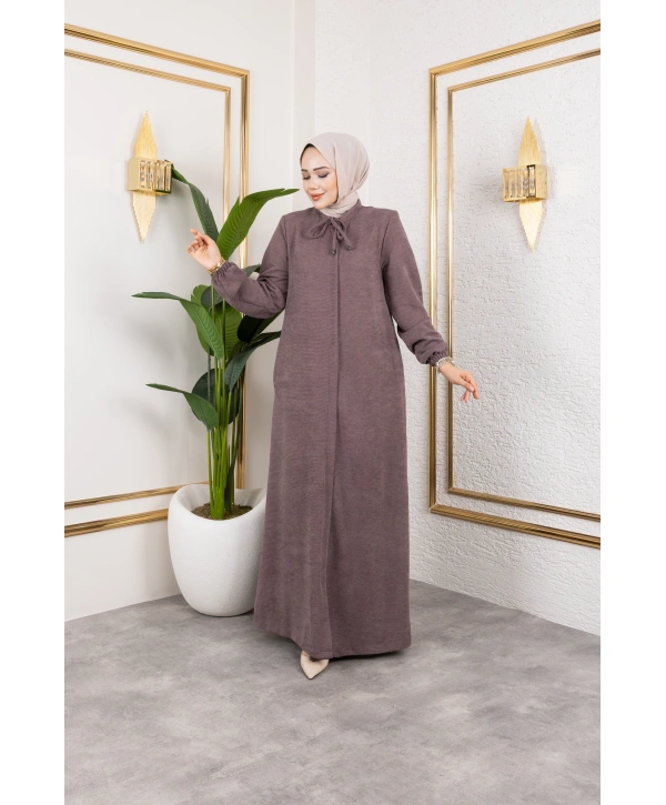 Şönil Kumaş Kışlık Comfort Ferace / Somon - F0501