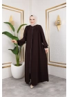 Ön Ve Arka Robalı Ferace - Acı Kahve / F0142