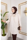 Önü Büzgülü Bilek Lastikli Tunik - Bej / Ü104
