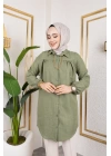 Önü Büzgülü Bilek Lastikli Tunik - Yeşil / Ü104