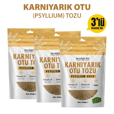 Karnıyarık Otu Tozu (Psyllium Husk) 3x200gr – Yüksek Lif