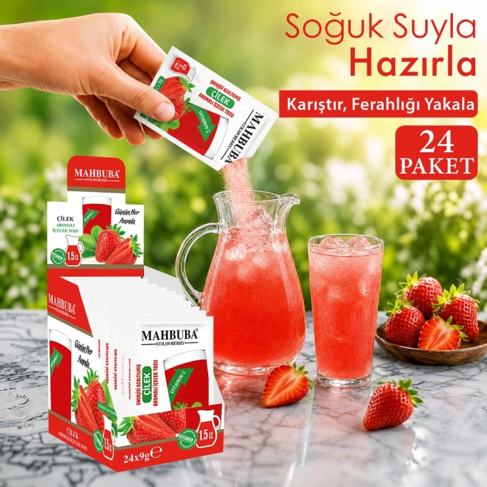 Çilek Aromalı Soğuk Toz İçecek 24x9gr