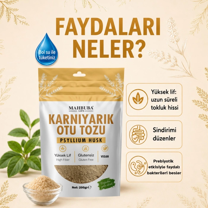 Karnıyarık Otu Tozu (Psyllium Husk) 2x200gr – Yüksek Lif
