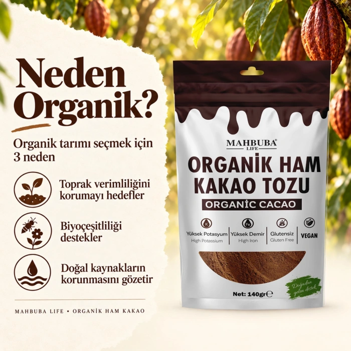 Organik Ham Kakao Tozu 140gr