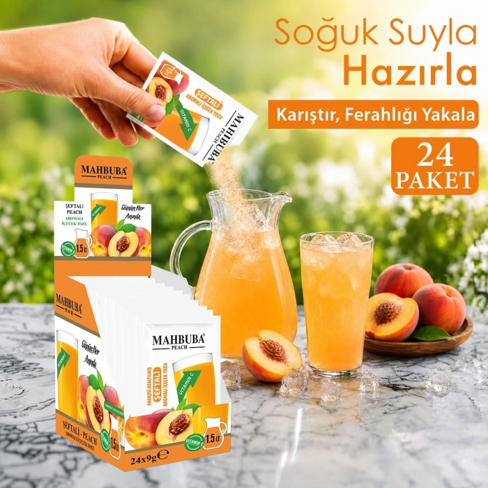 Şeftali Aromalı Soğuk Toz İçecek 24x9gr