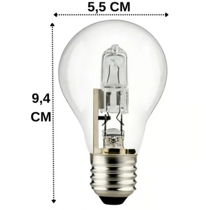 100w E-27 Halojen Normal Şeffaf Ampul 220v 100 Watt 2800k (Halogen Isı Ampulu)