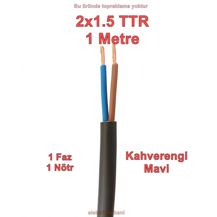 ALKAN 2x1.5mm TTR Elektrik Kablosu SİYAH (Çok Telli Esnek Kablo)