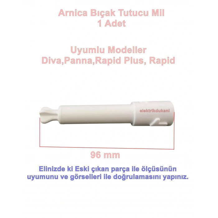 ARNİCA CH Hazne Kısa Bıçak Tutucu Mili BEYAZ (Rapid Panna Diva Orjinal Ürün)