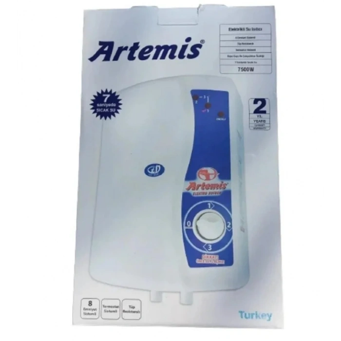 ARTEMİS Ani Su Isıtıcı Elektrikli Banyo Şofben 7500 Watt 7.5kW 220 Volt