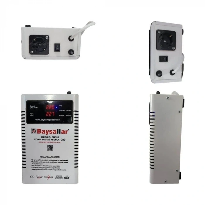 BAYSALLAR 500 Watt Mikro İşlemcili 0.5kW Kombi Voltaj Regülatörü (Yüksek Akımdan Koruma ve Voltaj Düzenleme)