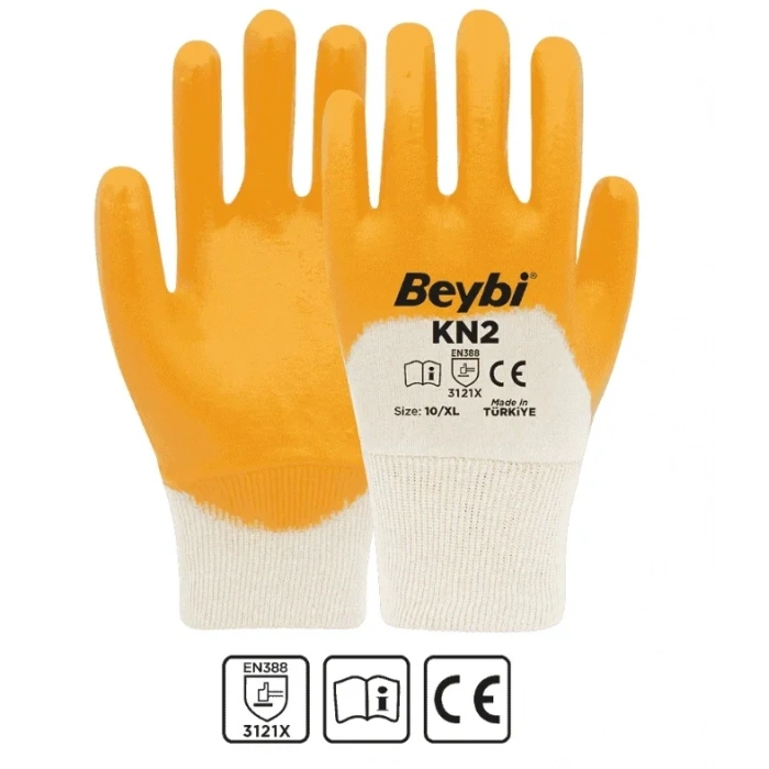 BEYBİ Pamuk Tam Kaplı İş Eldiveni Sarı KN2 NO:10 / XL