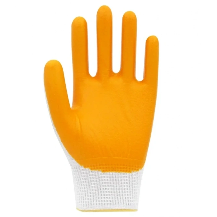 BEYBİ PN7 10/XL Polyester Örme Nitril Yarı Kaplı İş Eldiven 3131X Beyaz/Sarı