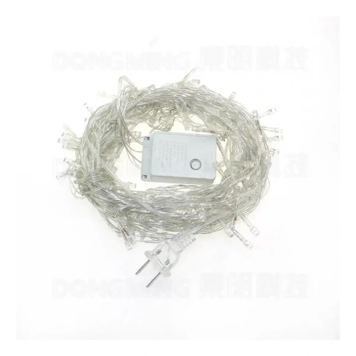 BONCUK İp 220v Süsleme Ledi 6 Modlu MAVİ 10mt Dış Mekan 100lü Süsleme Ledi IP55 Şeffaf Kablo