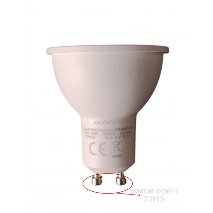 BRAYTRON 6.5w GÜNIŞIĞI GU10 Duylu Çanak Led Spot Ampul 4000k (Starter Duylu) 220 Volt 6.5 Watt
