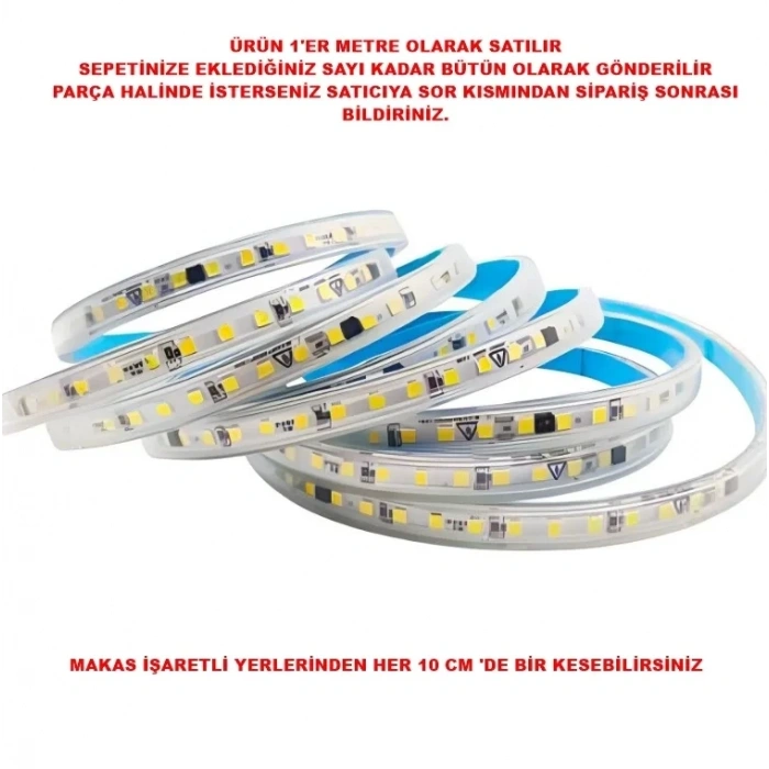 CATA 10 Çip 220V Dış Mekan Trafosuz Şerit Led Amber Kendinden Yapışkanlı (120 Led)