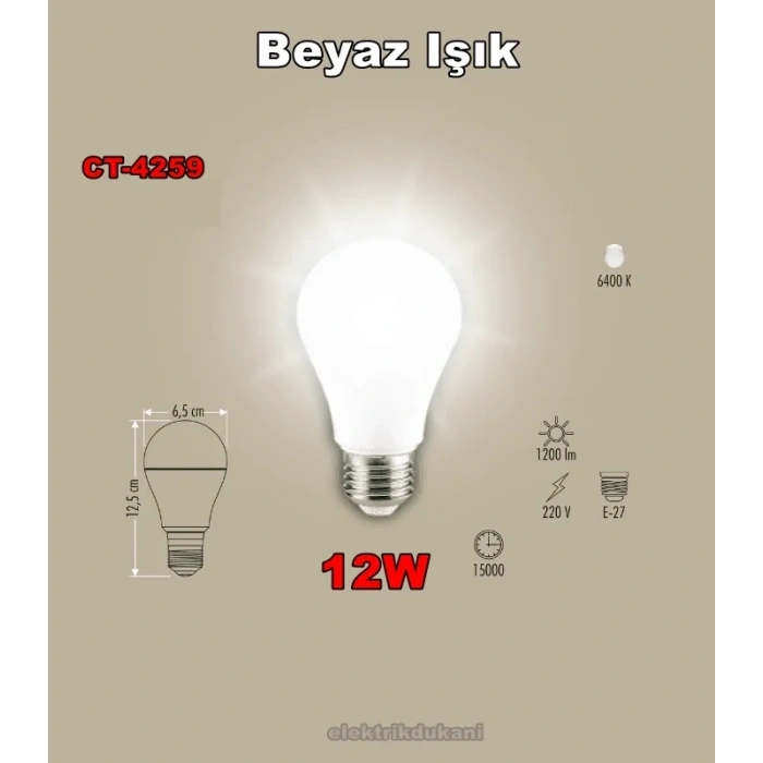 CATA 15w E-27 Radar Sensörlü Led Ampul BEYAZ Işık 6400k 1500lm 220 Volt