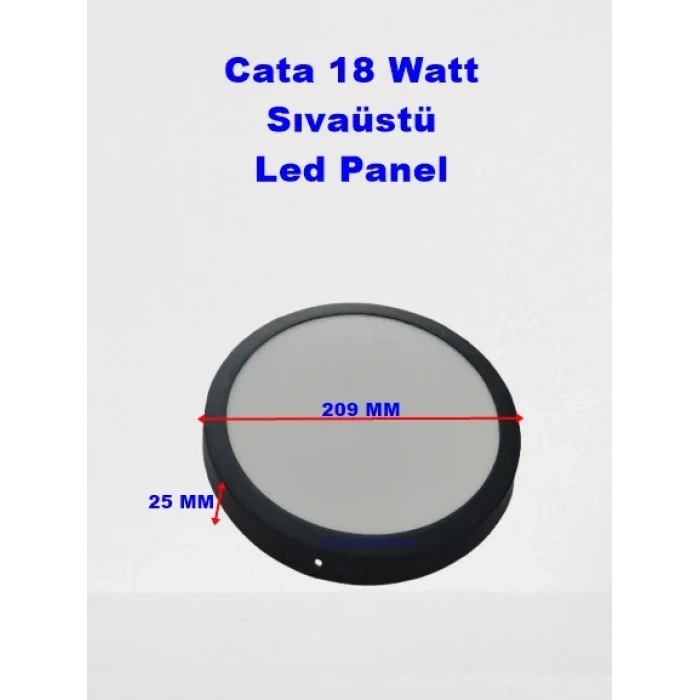 CATA 18W Yuvarlak Sıva Üstü Led Panel 6500K SİYAH Kasa Beyaz Işık IP20