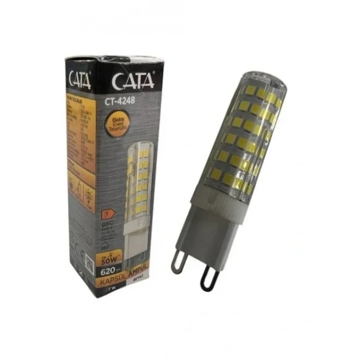 CATA 220v 7w G9 BEYAZ Işık 6400k Kapsül Ampul Geniş Açı 620lm (Mısır Dizgi İğne Ayaklı Avize Ampulü 220 Volt 7 Watt)