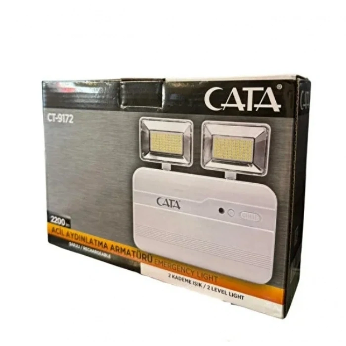 CATA 2x10 Watt Acil Aydınlatma Nil Şarjlı Armatür Işıldak 2 Kademe 6400k 220 Volt IP20