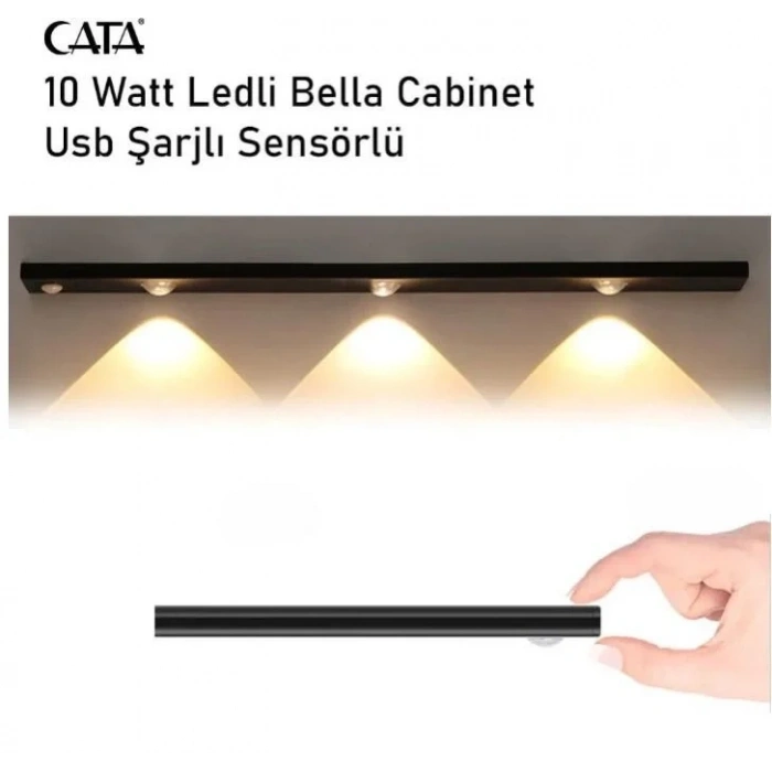 CATA 3w Bella 40cm Şarjlı Sensörlü Cabinet Bant Armatür 6400-4000-3000k TYPE-C Şarjlı