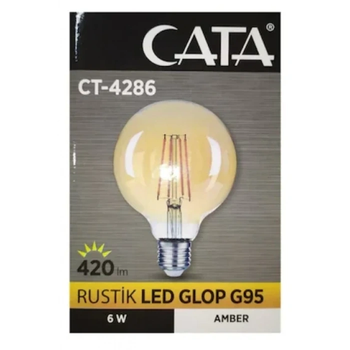 CATA 9w AMBER E-27 Rustik Led GLOP Ampul 2700k 850lm 9 Watt 220 Volt (G95 Balon)
