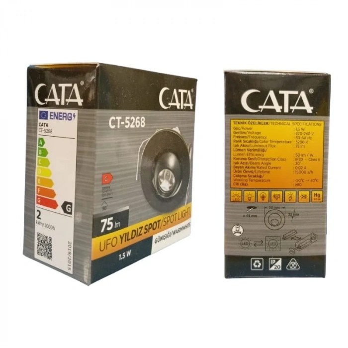 CATA Hareketli Ufo Yıldız 1.5w Saten Spot GÜNIŞIĞI 3200k 220v IP20