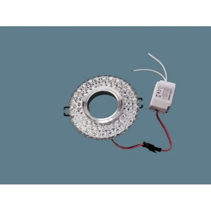 CATA İpek Dekoratif Cam Spot Yuvarlak Kristal Krom 3w Efektli 4000K GU10 (Duy Ampul Hariç)