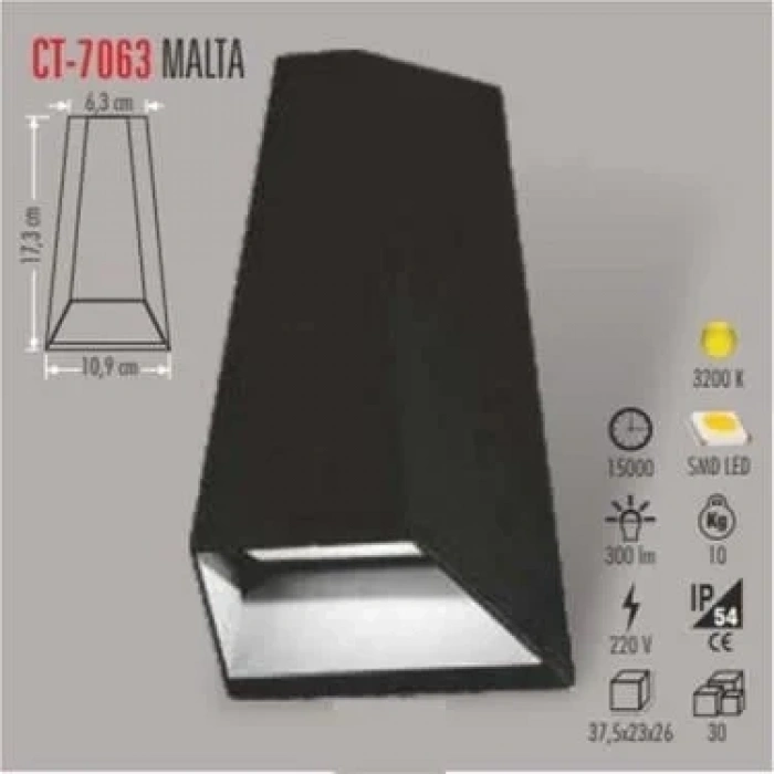 CATA Malta 6w GÜNIŞIĞI Çift Taraflı Led Duvar Aplik 3200k IP44 6 Watt 220 Volt