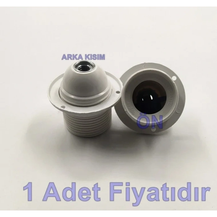 ÇETSAN İtalyan Duy E-27 Tam Diş BEYAZ Avize Duyu (Vidalı Kablo Bağlantısı)