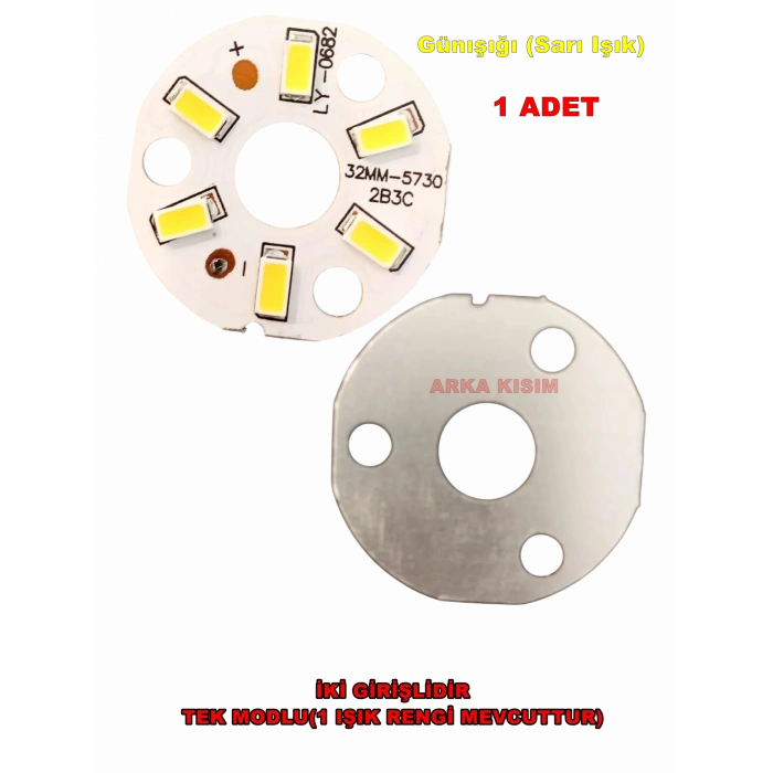 DMR GÜNIŞIĞI Ledli Avizeler İçin 32mm Yuvarlak PCB Alüminyum Levha Üzerine Dizgi SMD Led 2 Kablolu  3500k