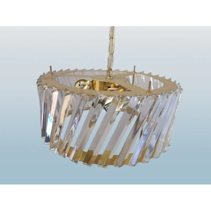 DMR Kristal Çapraz Taşlı GOLD Yuvarlak Üçlü Avize 3 x E-27 Duylu