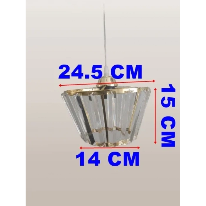 DMR Kristal Taşlı GOLD Konik Büyük Yuvarlak E-27 Duylu