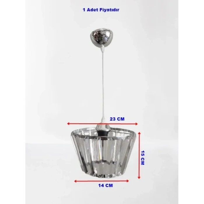 DMR Kristal Taşlı Konik KROM Büyük Yuvarlak E-27 Duylu