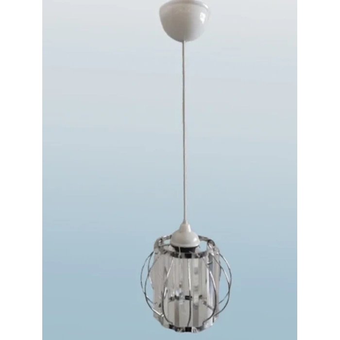 DMR Kristal Taşlı KROM Yuvarlak Küçük Fiskiye Tekli Avize E-27