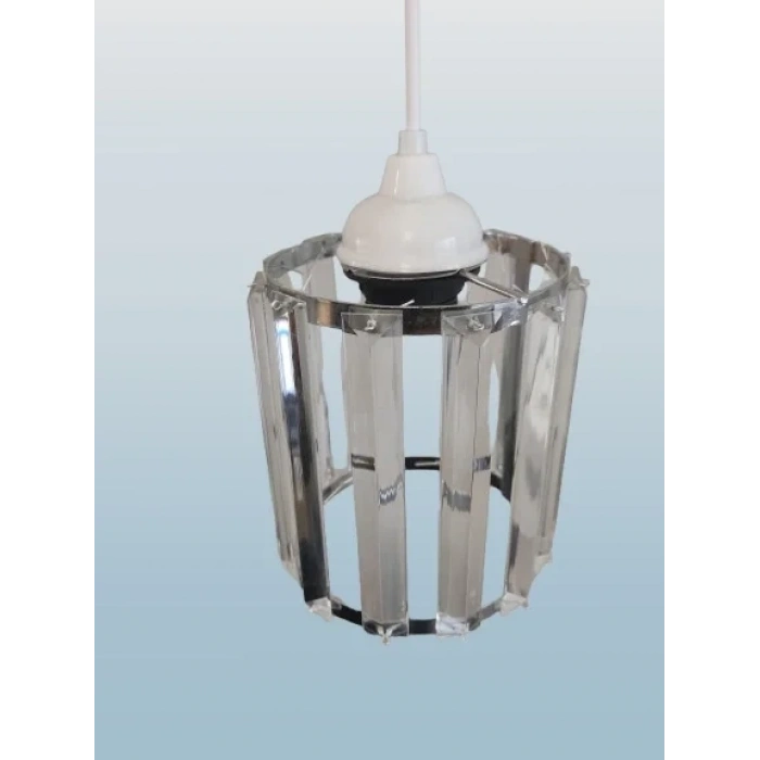 DMR Kristal Taşlı KROM Yuvarlak Tekli Avize E-27
