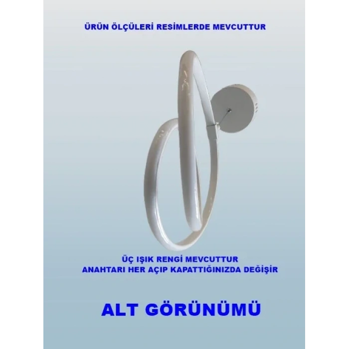 DMR Tekli Dikey Çift Halka Sarkıt Led Avize BEYAZ Kasa Üç Renk 6500k/4000k/3000k (Beyaz/Ilık Beyaz/Sarı (Günışığı))