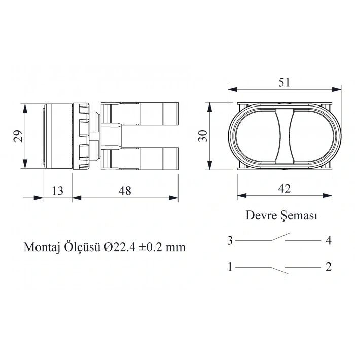 EMAS İkiz Buton Çiftli Yaylı Start/Stop Buton Kırmızı/Yeşil (Plastik)