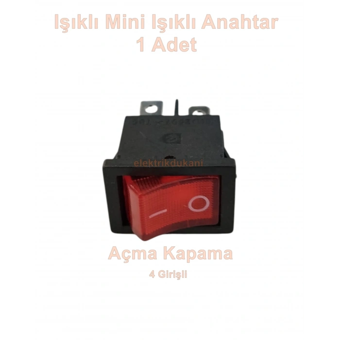 ENDER 0-1 Mini Geniş Işıklı Anahtar Kırmızı 4 Pinli