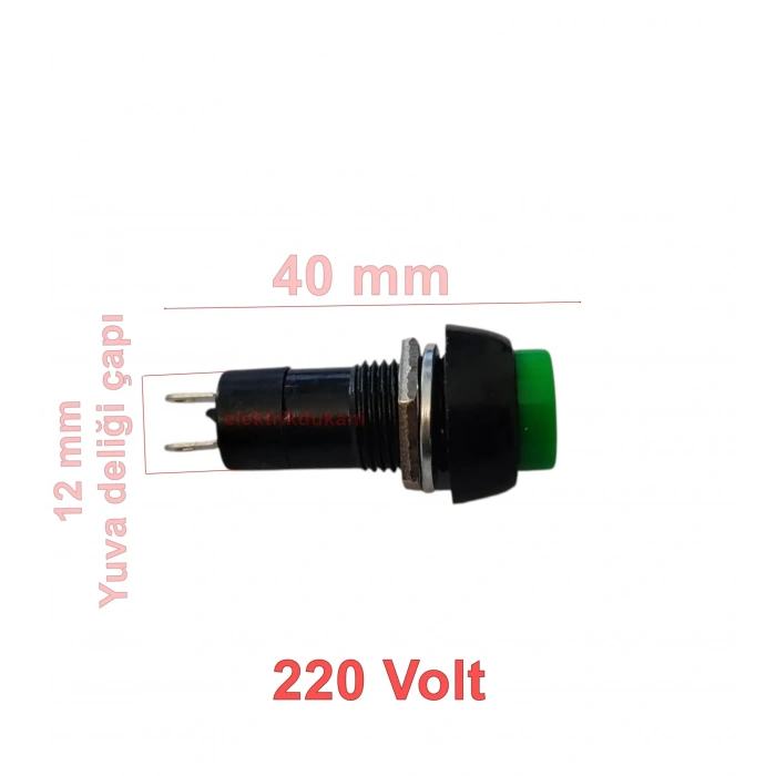 ENDER 12mm YEŞİL Yuvarlak Kalıcı Çıt Çıt Buton Anahtar
