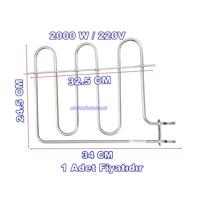 ENDER 2000w Arçelik Fırın Boru Rezistans Flanşlı 220v 6.5? Cr-Ni
