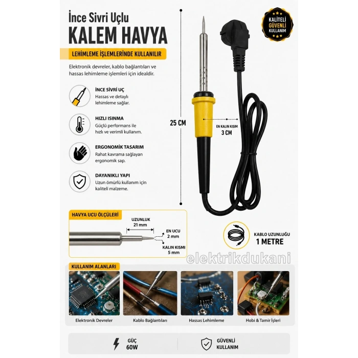 ENDER 60 Watt 220 Volt İnce Uçlu Kalem Havya 60W