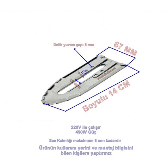ENDER Blendajlı Terzi Ütü Rezistansı 220v 450W (Sac)