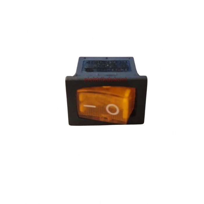 ENDER Işıklı SARI Mini Anahtar 3 Ayaklı 10A 220v IP40 (19x17mm Derinlik 20mm Dikdörtgen)