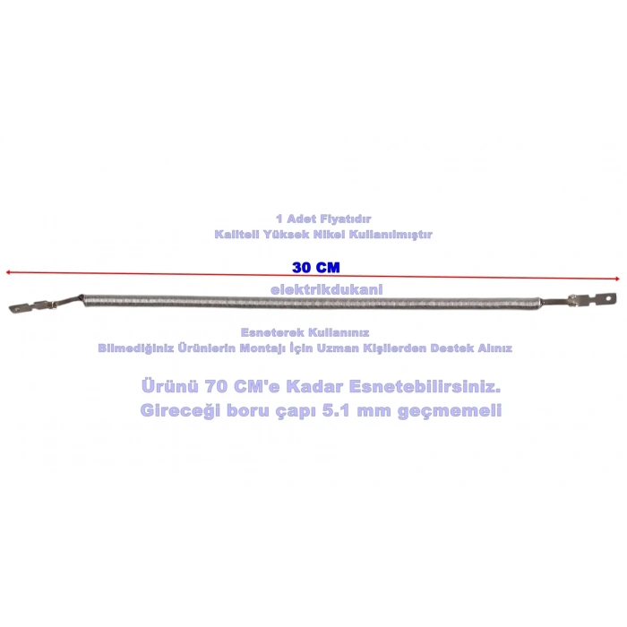 ENDER Kaliteli 800w Soba Rezistansı Uzun Cam Teli 220V (800 Watt Cam Rezistans Teli NORM)