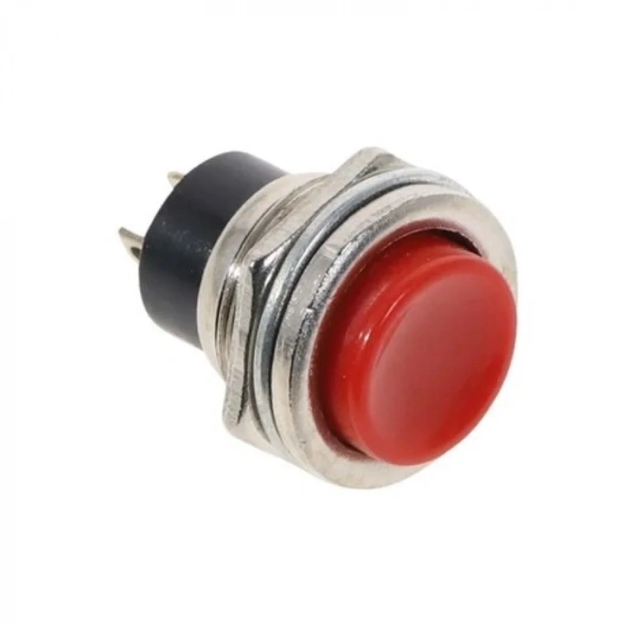 ENDER Metal Yuvarlak Yaylı Buton Kırmızı Plastik Düğmeli (16mm Delik Çapı)