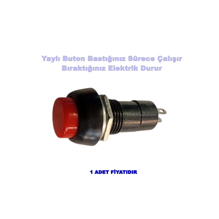 ENDER Plastik KIRMIZI Yuvarlak Yaylı Buton Anahtar 12mm