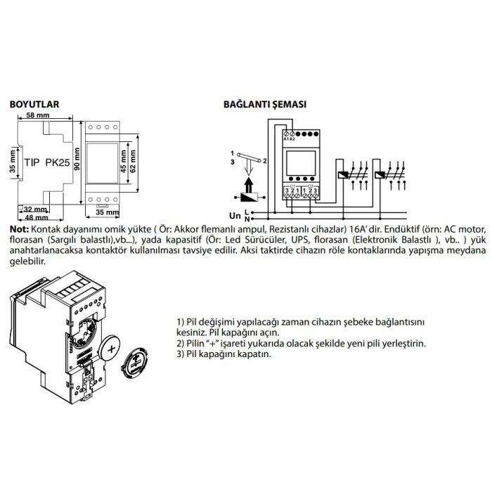 ENTES DTR-10 Astronomik Zaman Rolesi 2 Röleli 220 Volt