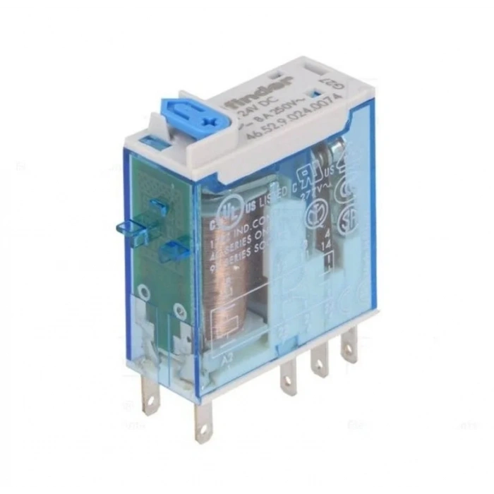 FİNDER 24v DC 8 Pinli Röle 2 Açık 2 Kapalı Kontaklı 8 Amper (Bobin 24 Volt Doğru Akım 8 Kalın Soket Ayaklı Role)